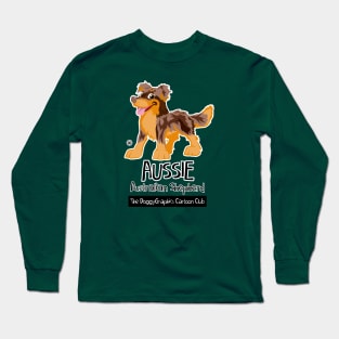 Aussie CartoonClub - Brown Merle & Tan Long Sleeve T-Shirt